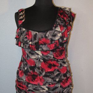 Jeweled Sleeveless Top with Tie-dye Print Size 2X